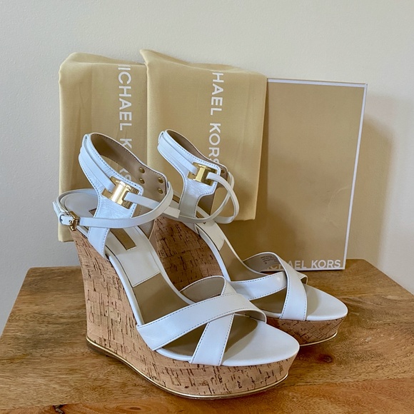 Michael Kors Leather Wedge Platform Sandal 39/US9 - Picture 7 of 8